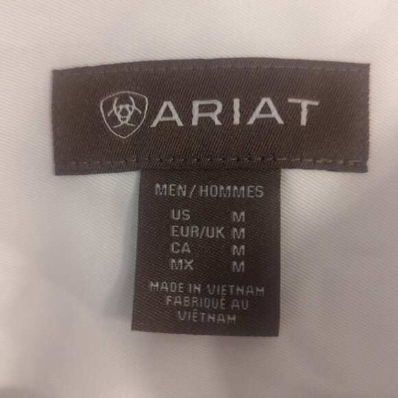 NWT Ariat Mens Medium Solid White Twill Long Sleeve Button Up Shirt - Picture 5 of 6
